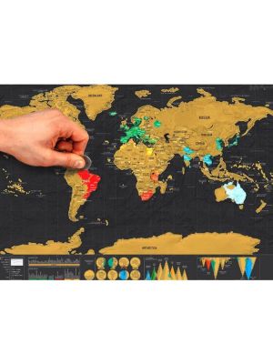 Mapa świata z flagami złota mapa zdrapka - image 2